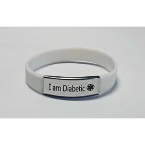 Náramek silikonový barevný "I am Diabetic" - barva bílá