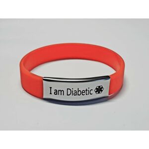 Náramek silikonový barevný "I am Diabetic" - barva oranžová