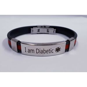 Náramek "I am Diabetic" - červený proužek